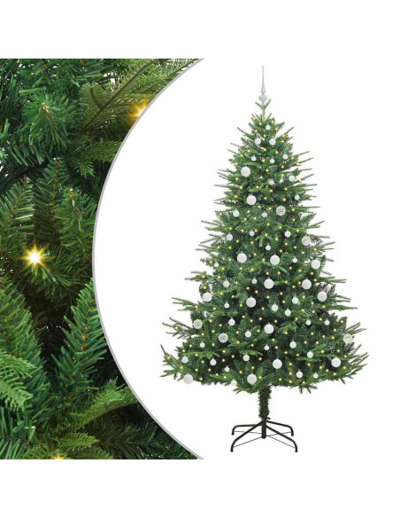 Albero di Natale artificiale preilluminato con set di palline