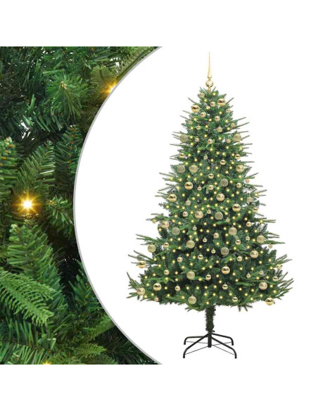 Albero di Natale Artificiale Pre-illuminato con Set di Palline