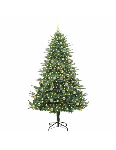 Albero di Natale Artificiale Pre-illuminato con Set di Palline
