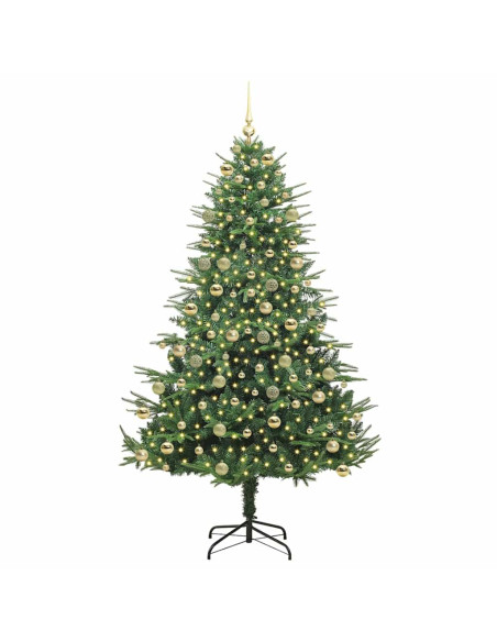 Albero di Natale Artificiale Pre-illuminato con Set di Palline