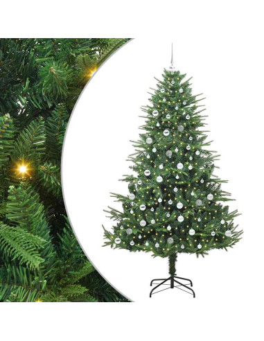 Albero di Natale Artificiale Pre-illuminato con Set di Palline