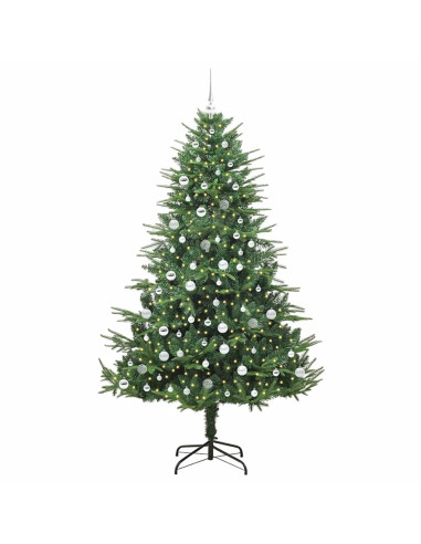 Albero di Natale Artificiale Pre-illuminato con Set di Palline