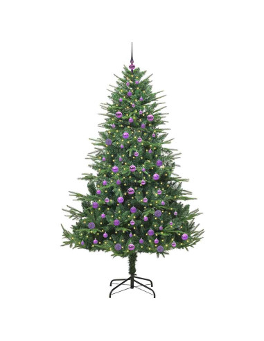 Albero di Natale Artificiale Pre-illuminato con Set di Palline