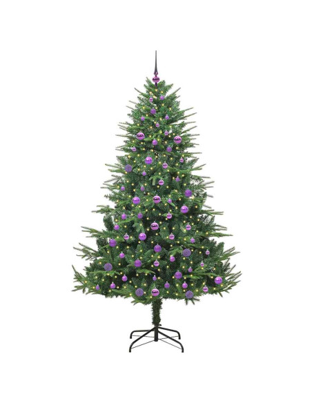 Albero di Natale Artificiale Pre-illuminato con Set di Palline