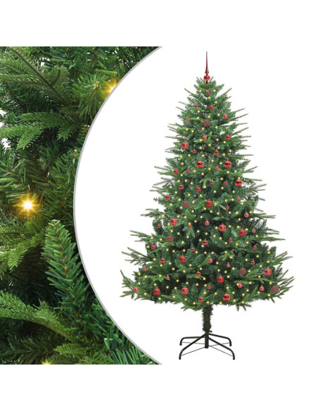 Albero di Natale Artificiale Pre-illuminato con Set di Palline
