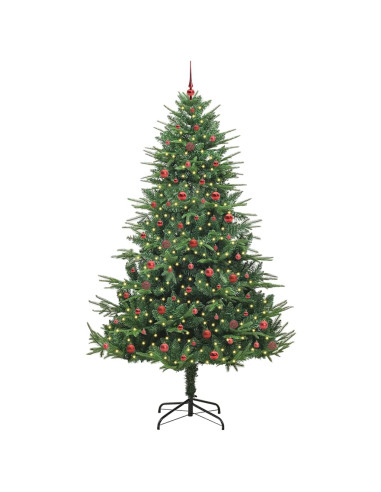 Albero di Natale Artificiale Pre-illuminato con Set di Palline