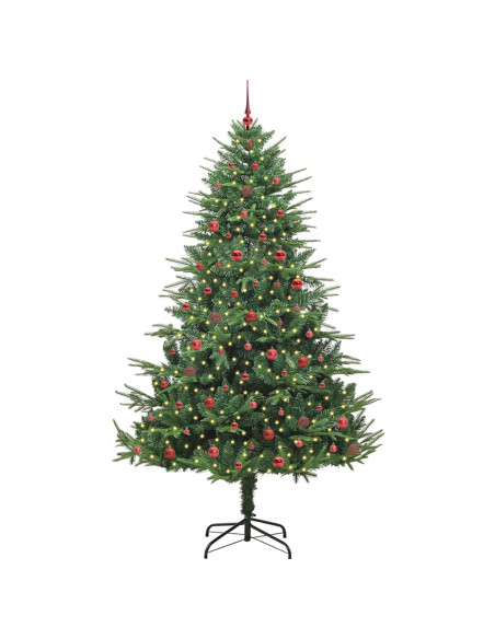 Albero di Natale Artificiale Pre-illuminato con Set di Palline