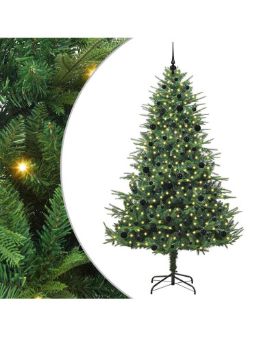 Albero di Natale Artificiale Pre-illuminato con Set di Palline