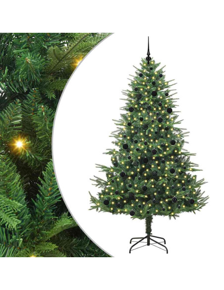 Albero di Natale Artificiale Pre-illuminato con Set di Palline