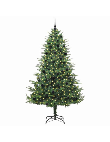 Albero di Natale Artificiale Pre-illuminato con Set di Palline