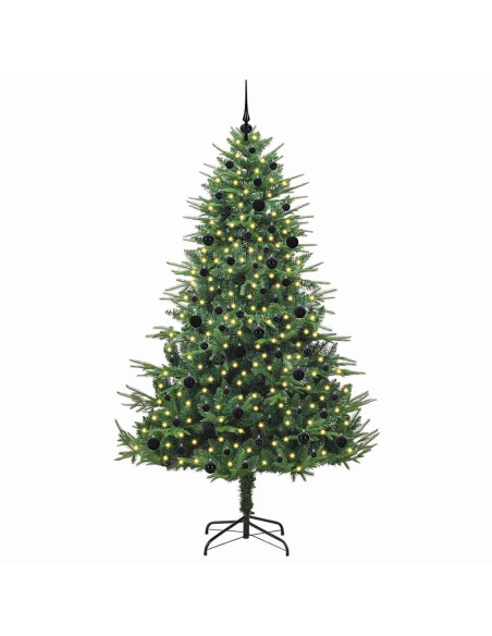 Albero di Natale Artificiale Pre-illuminato con Set di Palline