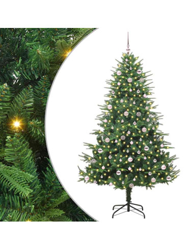 Albero di Natale Artificiale Pre-illuminato con Set di Palline