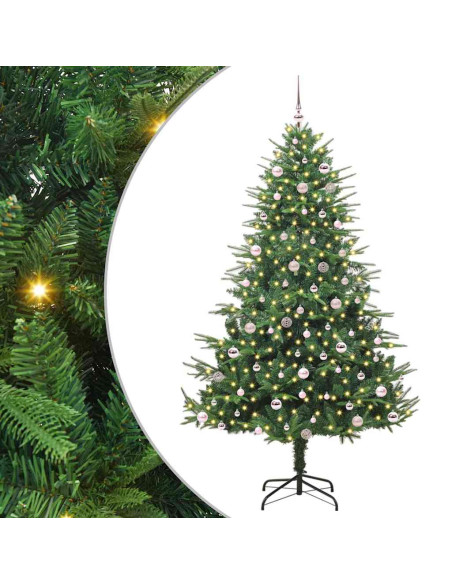 Albero di Natale Artificiale Pre-illuminato con Set di Palline