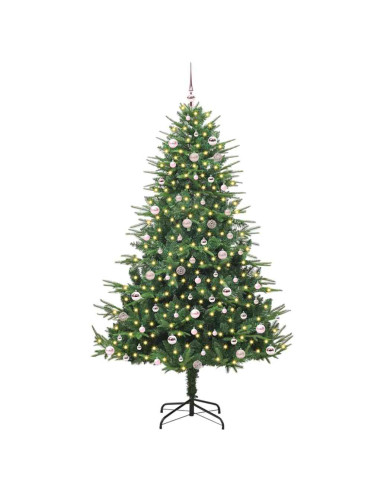 Albero di Natale Artificiale Pre-illuminato con Set di Palline