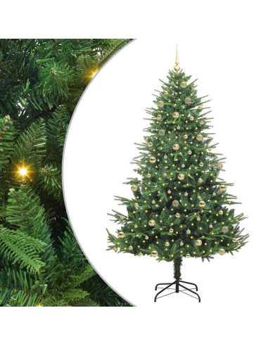 Albero di Natale artificiale preilluminato con set di palline