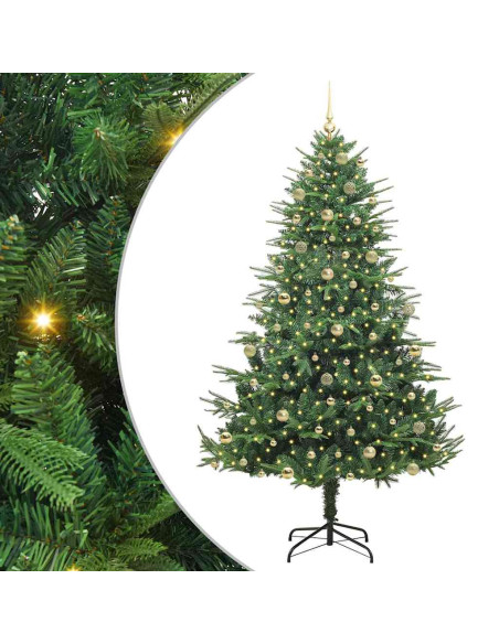 Albero di Natale Artificiale Pre-illuminato con Set di Palline