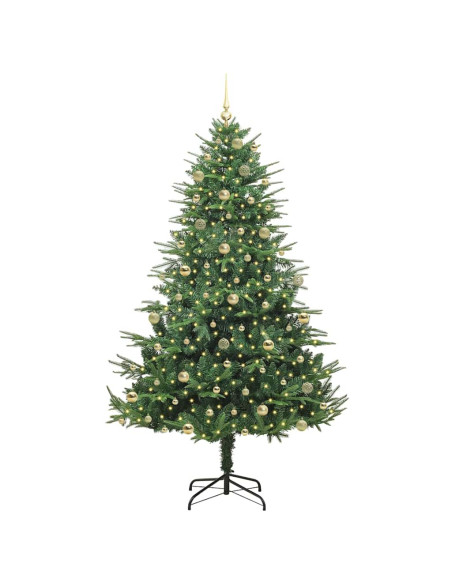 Albero di Natale Artificiale Pre-illuminato con Set di Palline