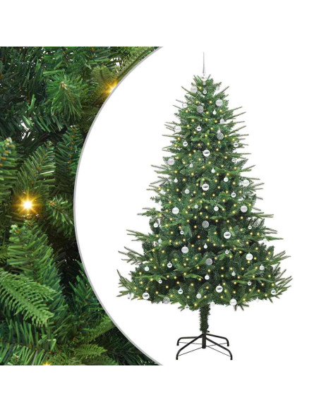 Albero di Natale Artificiale Pre-illuminato con Set di Palline