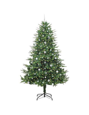 Albero di Natale Artificiale Pre-illuminato con Set di Palline