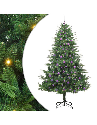 Albero di Natale Artificiale Pre-illuminato con Set di Palline