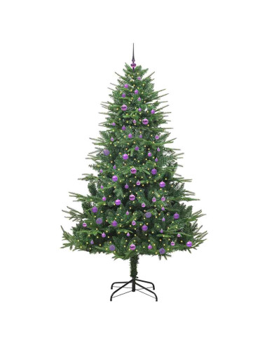 Albero di Natale Artificiale Pre-illuminato con Set di Palline