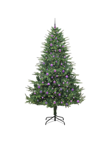 Albero di Natale Artificiale Pre-illuminato con Set di Palline