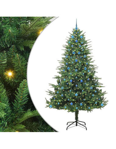 Albero di Natale Artificiale Pre-illuminato con Set di Palline