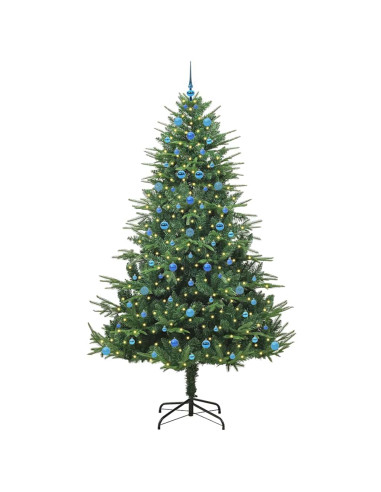 Albero di Natale Artificiale Pre-illuminato con Set di Palline