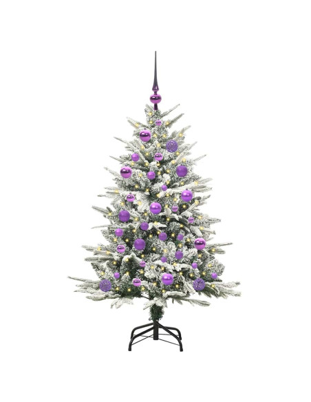 Albero di Natale Artificiale Pre-illuminato con Set di Palline