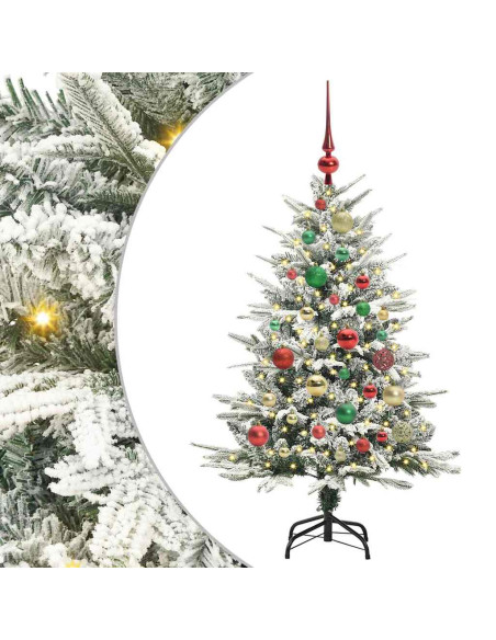 Albero di Natale Artificiale Pre-illuminato con Set di Palline