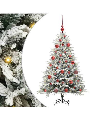 Albero di Natale artificiale preilluminato con set di palline