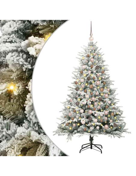 Albero di Natale Artificiale Pre-illuminato con Set di Palline