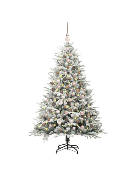 Albero di Natale Artificiale Pre-illuminato con Set di Palline