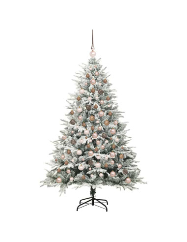 Albero di Natale Artificiale Pre-illuminato con Set di Palline