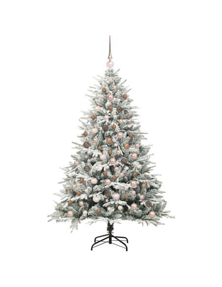 Albero di Natale Artificiale Pre-illuminato con Set di Palline