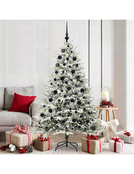 Albero di Natale artificiale preilluminato con set di palline