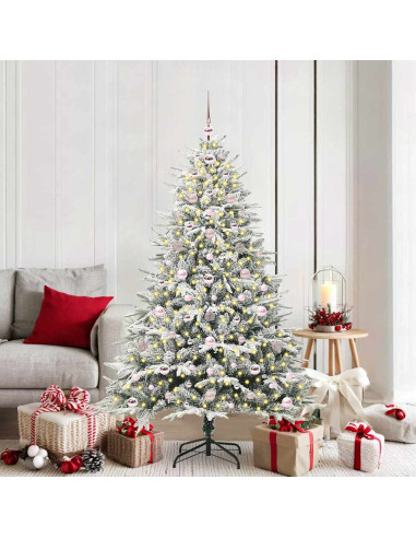 Albero di Natale artificiale preilluminato con set di palline