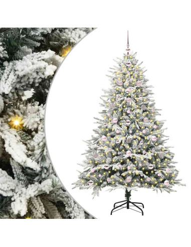 Albero di Natale artificiale preilluminato con set di palline