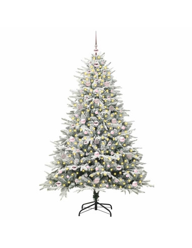 Albero di Natale artificiale preilluminato con set di palline
