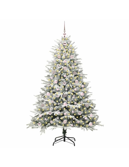 Albero di Natale artificiale preilluminato con set di palline