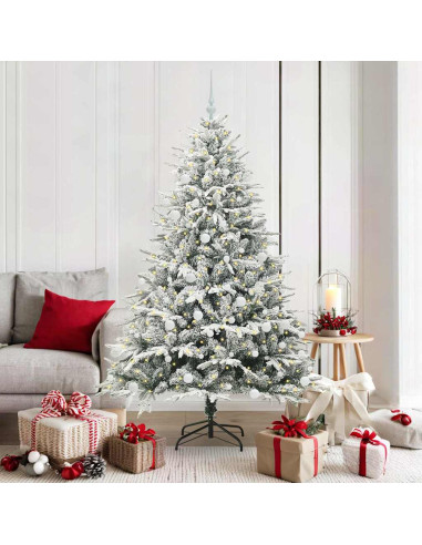 Albero di Natale artificiale preilluminato con set di palline