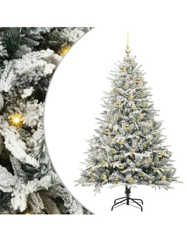 Albero di Natale Artificiale Pre-illuminato con Set di Palline