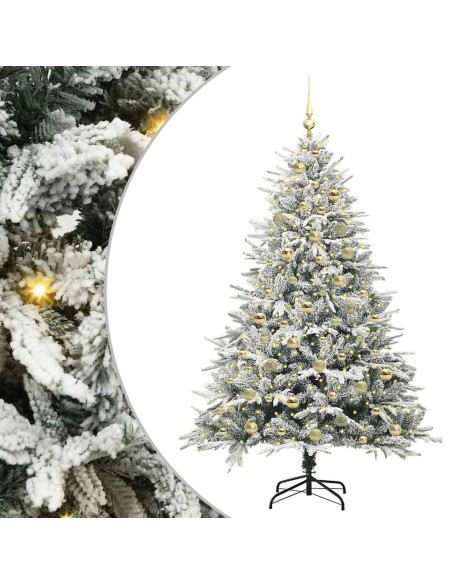 Albero di Natale Artificiale Pre-illuminato con Set di Palline
