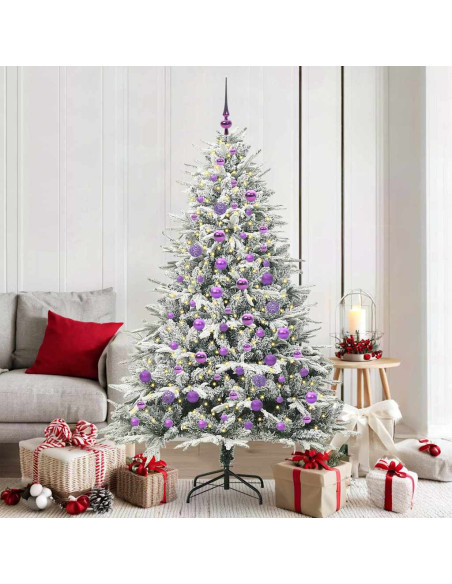 Albero di Natale artificiale preilluminato con set di palline