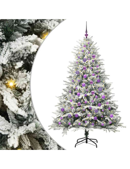 Albero di Natale artificiale preilluminato con set di palline