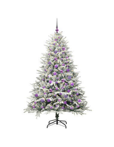 Albero di Natale artificiale preilluminato con set di palline