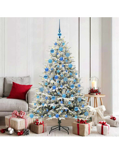 Albero di Natale artificiale preilluminato con set di palline