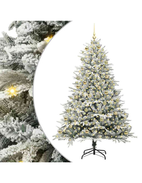 Albero di Natale Artificiale Pre-illuminato con Set di Palline