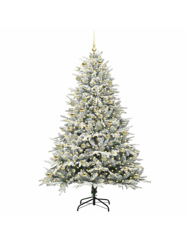 Albero di Natale Artificiale Pre-illuminato con Set di Palline