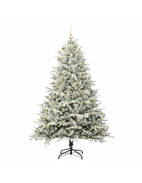 Albero di Natale Artificiale Pre-illuminato con Set di Palline